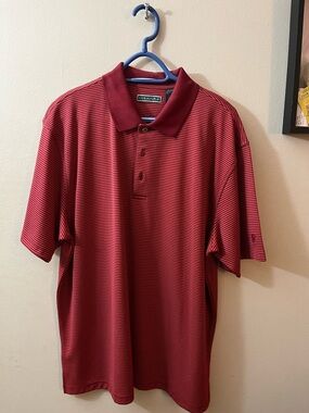 Cubavera Men's Red Striped Polo Shirt